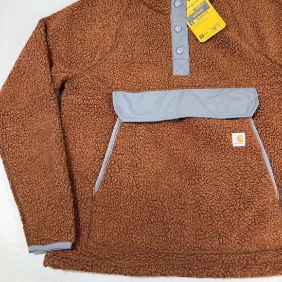 Carhartt Sherpa Fleece 1/4 Snap Pullover Womens Medium Kangaroo Pocket Warm NWT - Picture 5 of 16